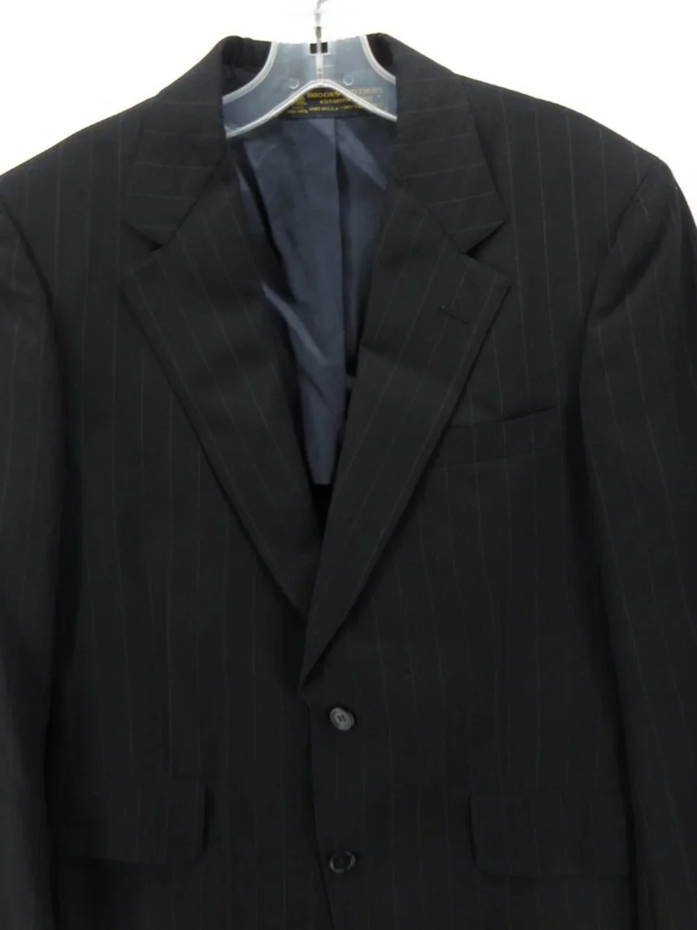 VINTAGE Brooks Brothers Sport Coat 38 S Navy Blazer Wool Pinstripe USA*